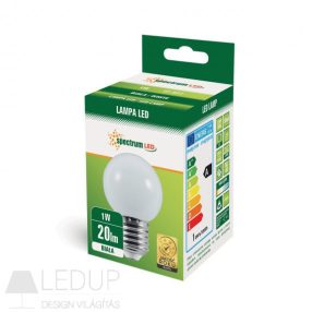 LED BALL G45 E-27 230V 1W  WHITE PCV SPECTRUM