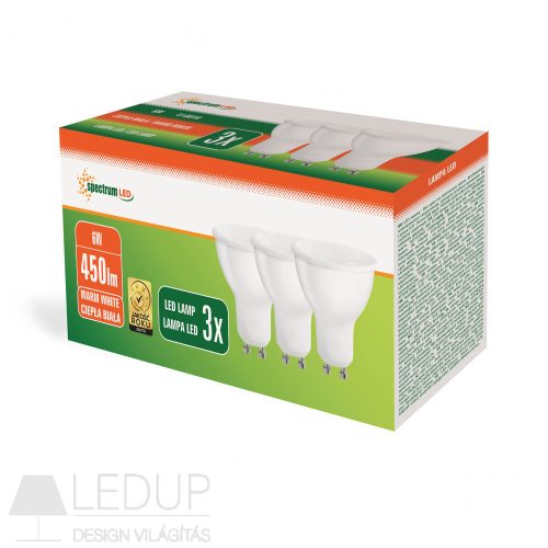 LED GU10 230V 6W SMD WW with milky cover white 3-pack